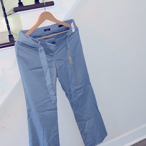 Loft Blue Straight Leg Belted Waist Trouser (Size 4)